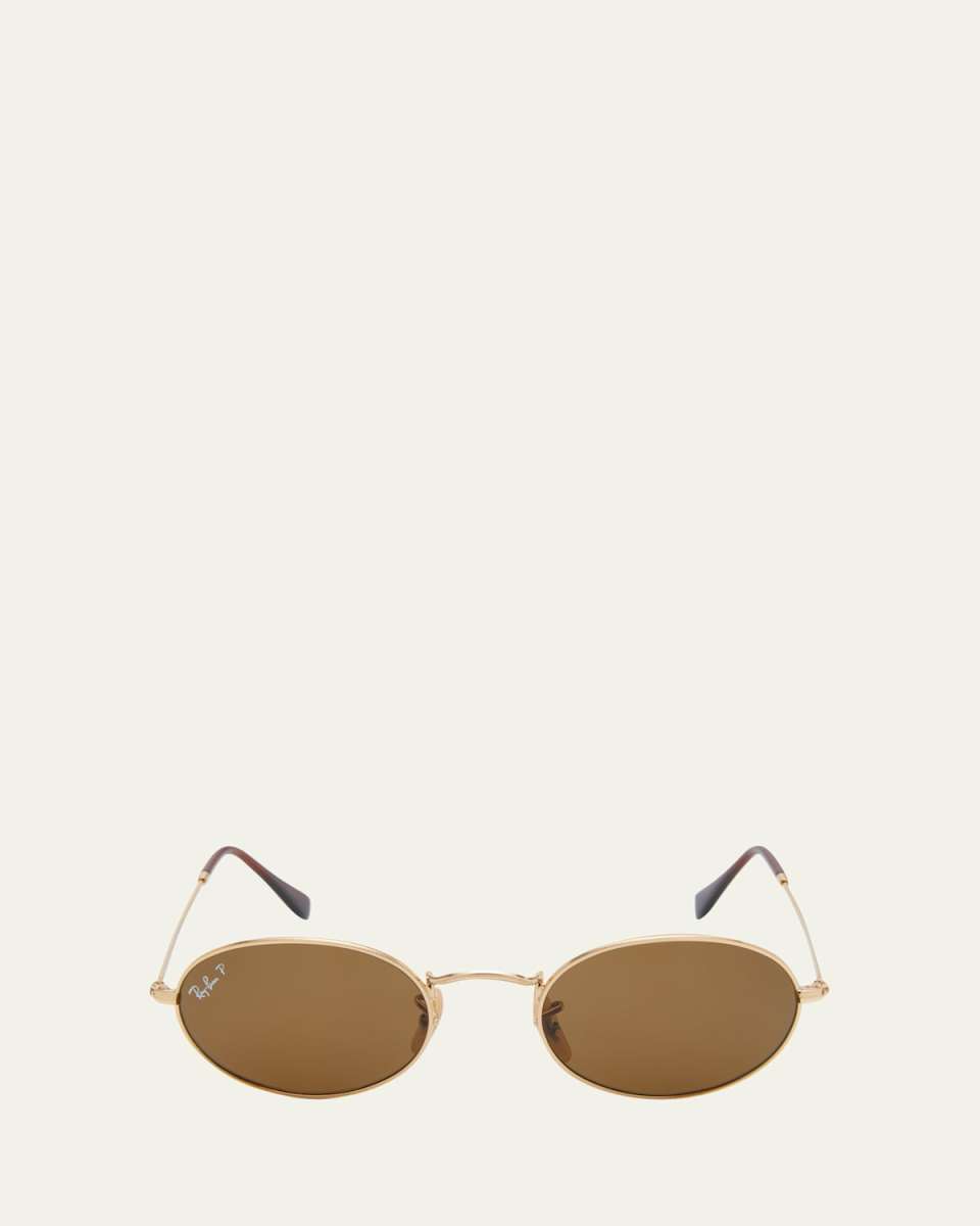 51mm Oval Metal Polarized Sunglasses